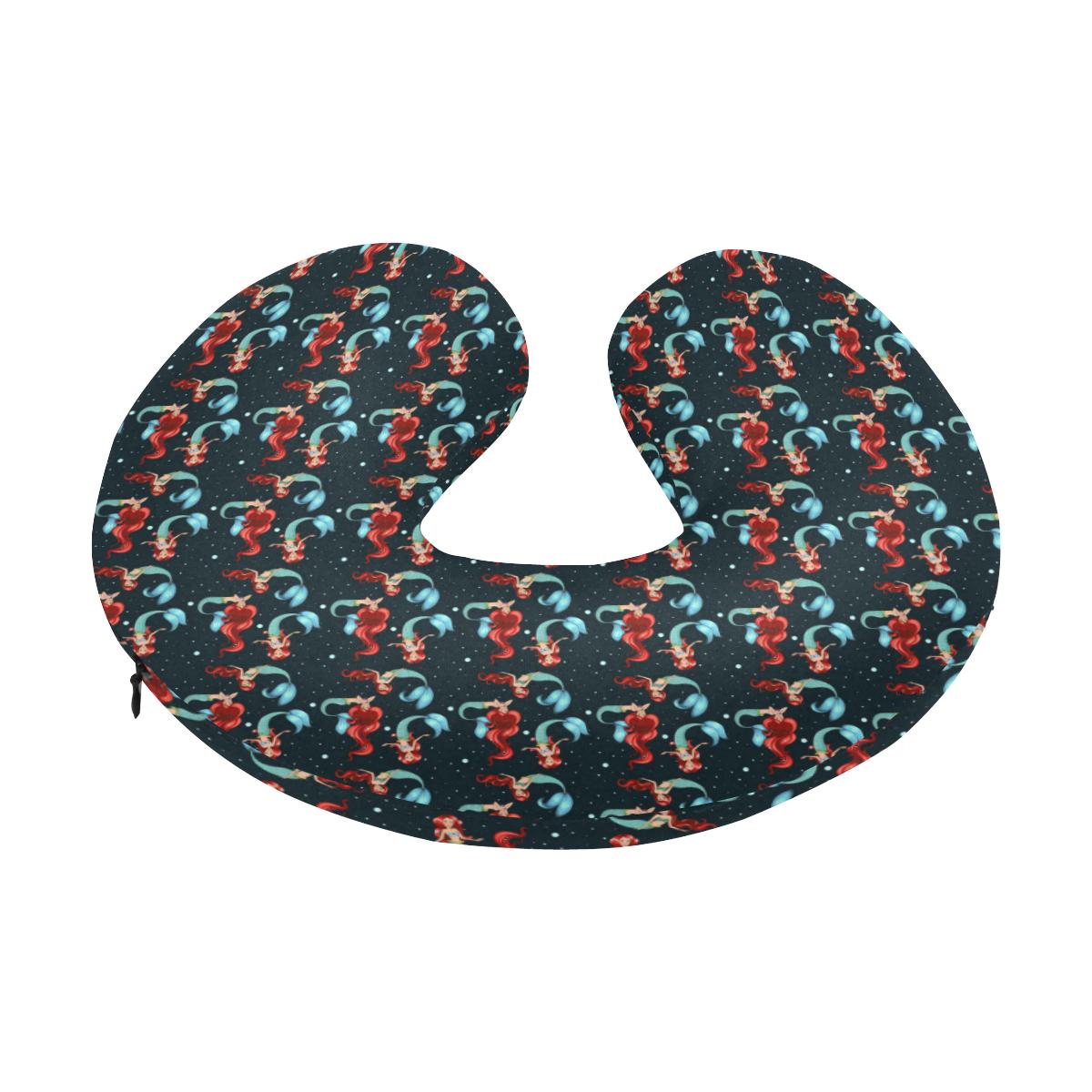 Mermaid Girl Themed Design Print U-Shaped Travel Neck Pillow-JTAMIGO.COM