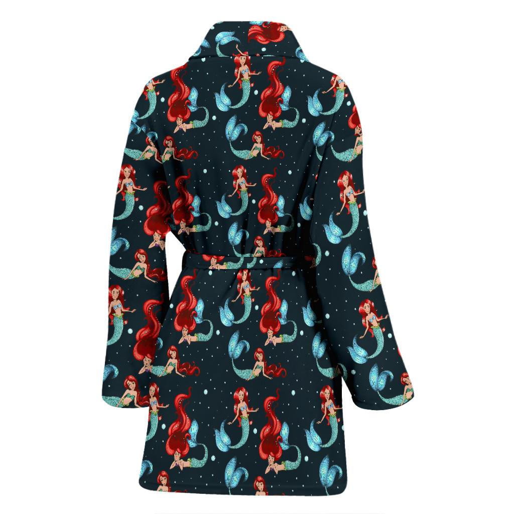 Mermaid Girl Themed Design Print Women Bath Robe-JTAMIGO.COM