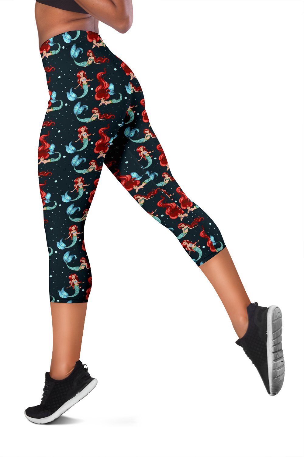 Mermaid Girl Themed Design Print Women Capris