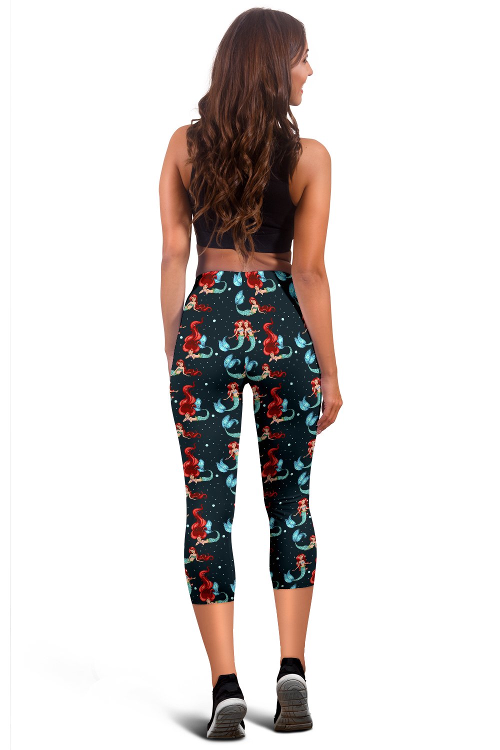 Mermaid Girl Themed Design Print Women Capris