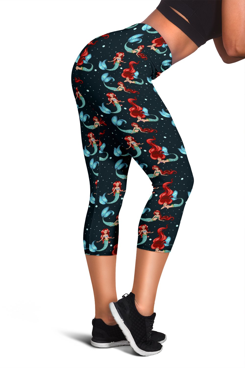 Mermaid Girl Themed Design Print Women Capris