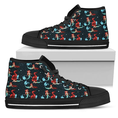 Mermaid Girl Themed Design Print Women High Top Shoes