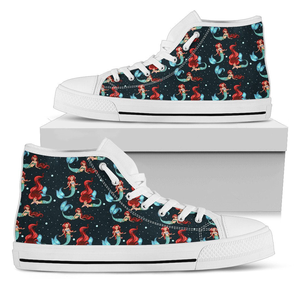 Mermaid Girl Themed Design Print Women High Top Shoes