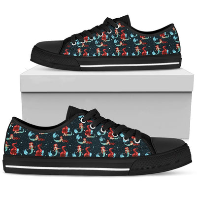 Mermaid Girl Themed Design Print Women Low Top Shoes