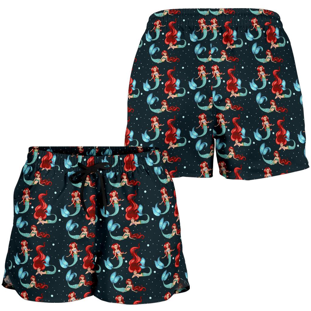 Mermaid Girl Themed Design Print Women Shorts-JTAMIGO.COM