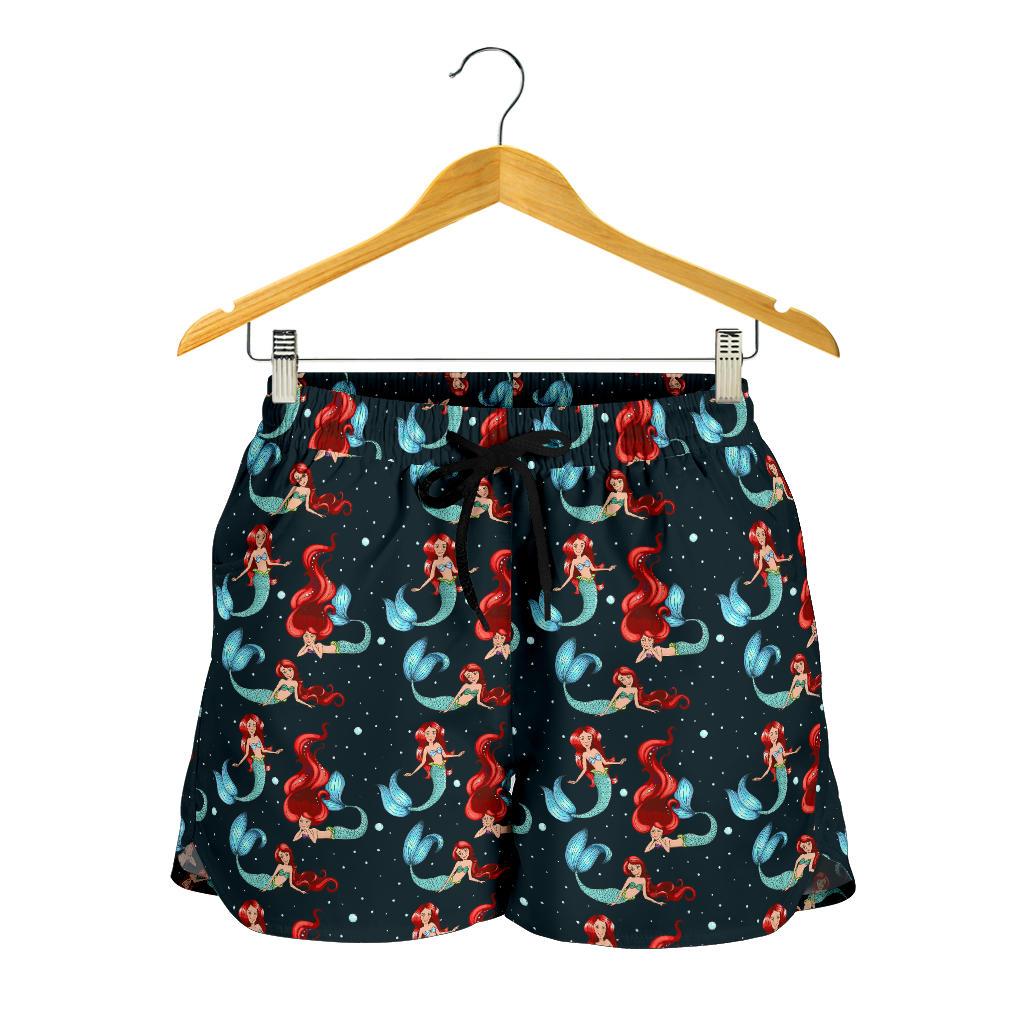 Mermaid Girl Themed Design Print Women Shorts-JTAMIGO.COM