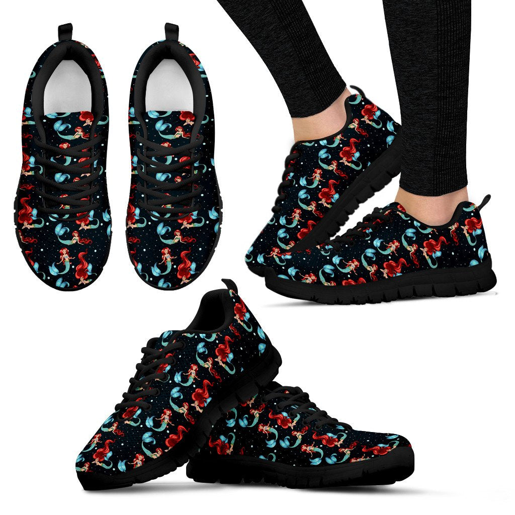 Mermaid Girl Themed Design Print Women Sneakers Shoes