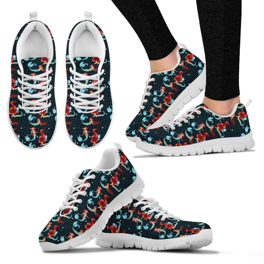 Mermaid Girl Themed Design Print Women Sneakers Shoes
