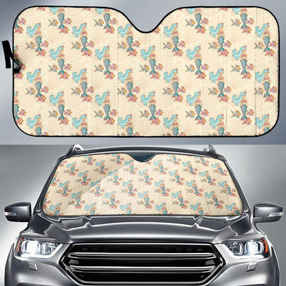 Mermaid Girl With Fish Design Print Car Sun Shade For Windshield