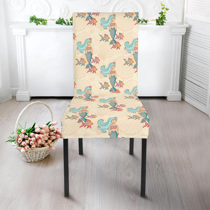 Mermaid Girl With Fish Design Print Dining Chair Slipcover-JTAMIGO.COM