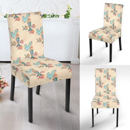 Mermaid Girl With Fish Design Print Dining Chair Slipcover-JTAMIGO.COM