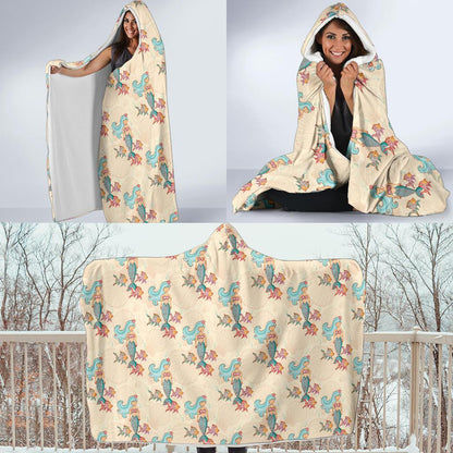 Mermaid Girl With Fish Design Print Hooded Blanket-JTAMIGO.COM