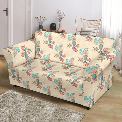 Mermaid Girl With Fish Design Print Loveseat Slipcover-JTAMIGO.COM
