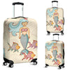 Mermaid Girl With Fish Design Print Luggage Cover Protector