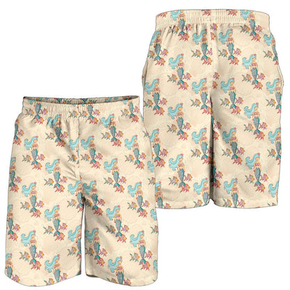 Mermaid Girl With Fish Design Print Mens Shorts-JTAMIGO.COM