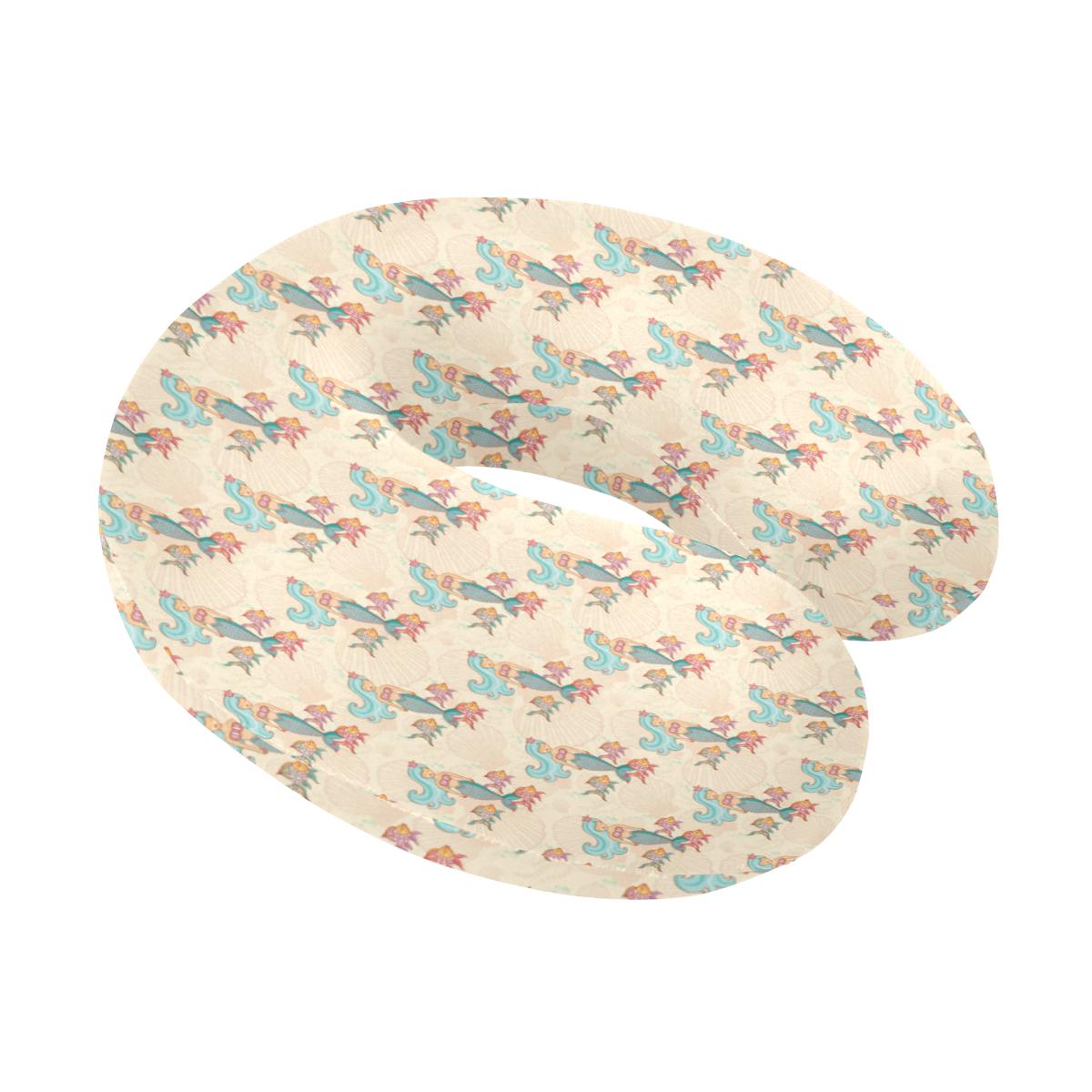 Mermaid Girl With Fish Design Print U-Shaped Travel Neck Pillow-JTAMIGO.COM