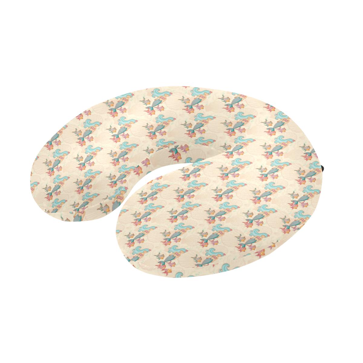 Mermaid Girl With Fish Design Print U-Shaped Travel Neck Pillow-JTAMIGO.COM
