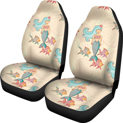 Mermaid Girl With Fish Design Print Universal Fit Car Seat Covers