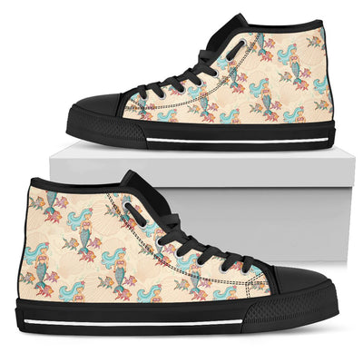 Mermaid Girl With Fish Design Print Women High Top Shoes