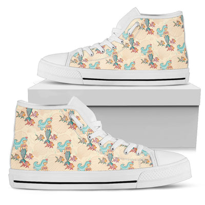 Mermaid Girl With Fish Design Print Women High Top Shoes