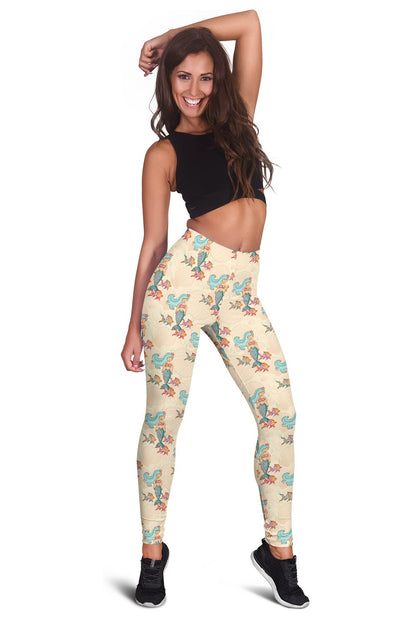 Mermaid Girl With Fish Design Print Women Leggings