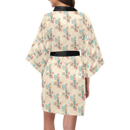 Mermaid Girl With Fish Design Print Women Short Kimono Robe