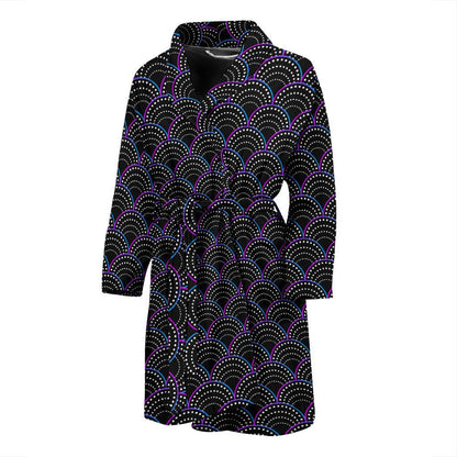 Mermaid Pattern Print Design 09 Men Bathrobe-JORJUNE.COM