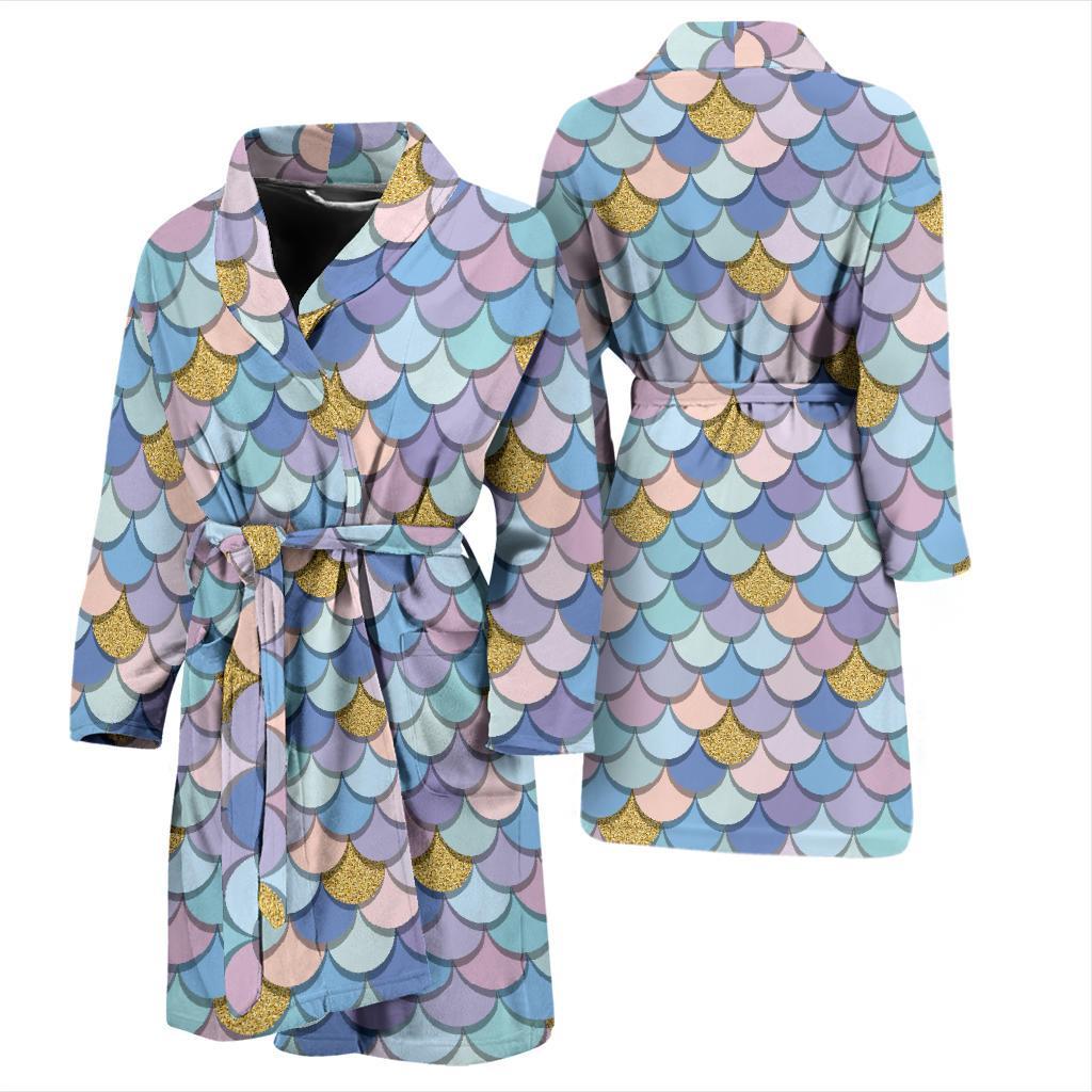 Mermaid Scales Pattern Print Design 05 Men Bathrobe-JORJUNE.COM