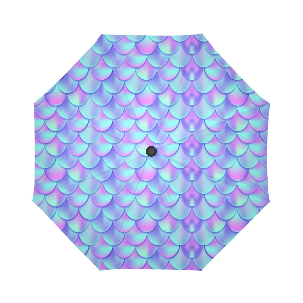 Mermaid Tail Design Print Pattern Automatic Foldable Umbrella