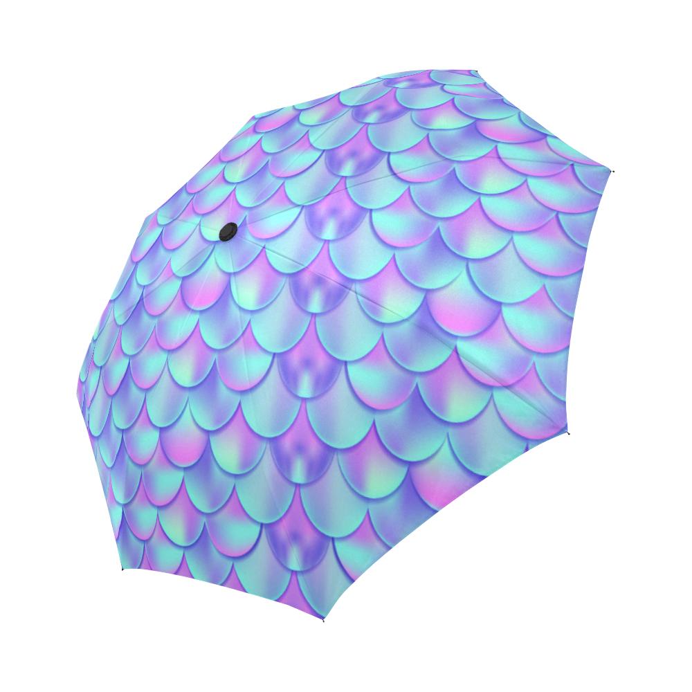 Mermaid Tail Design Print Pattern Automatic Foldable Umbrella