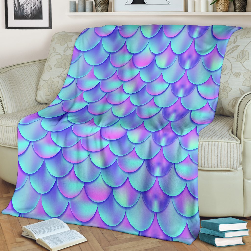 Mermaid Tail Design Print Pattern Fleece Blanket