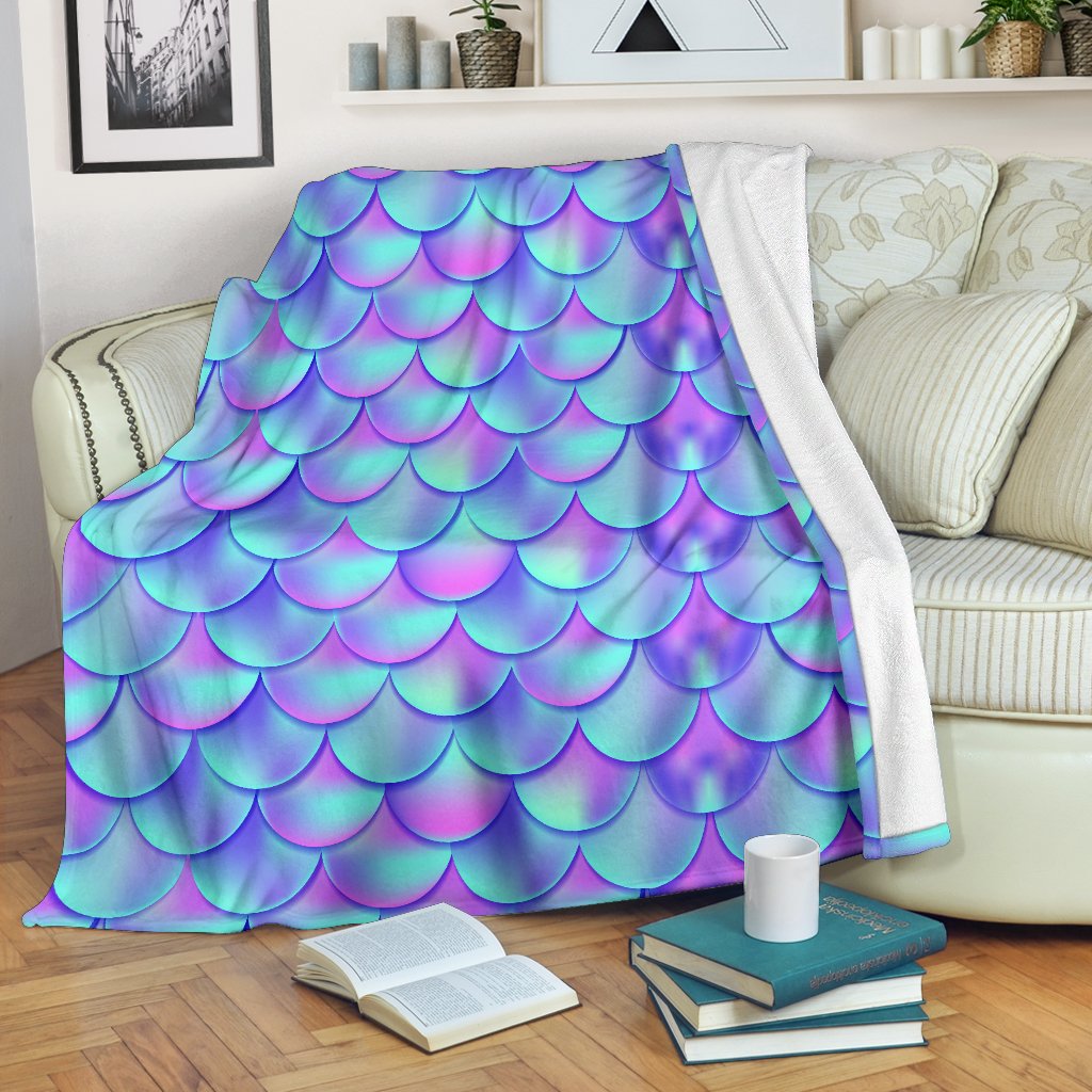 Mermaid Tail Design Print Pattern Fleece Blanket