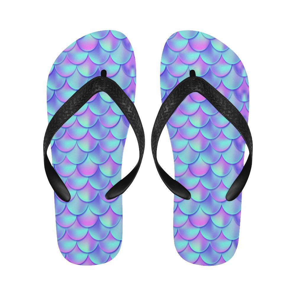 Mermaid Tail Design Print Pattern Flip Flops-JTAMIGO.COM