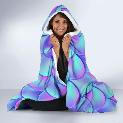 Mermaid Tail Design Print Pattern Hooded Blanket-JTAMIGO.COM