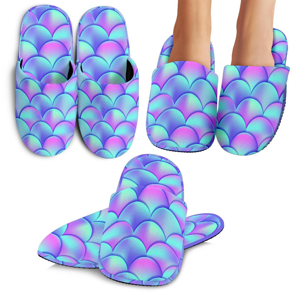 Mermaid Tail Design Print Pattern House Slippers