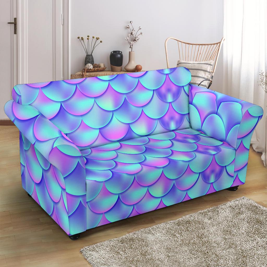 Mermaid Tail Design Print Pattern Loveseat Slipcover-JTAMIGO.COM