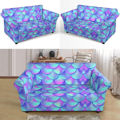 Mermaid Tail Design Print Pattern Loveseat Slipcover-JTAMIGO.COM