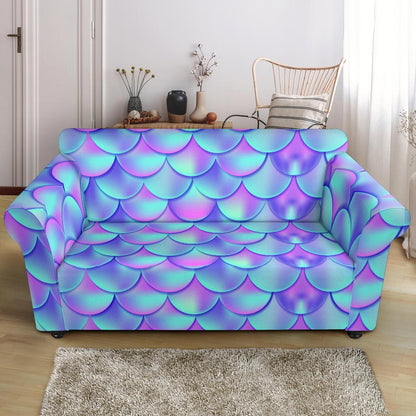 Mermaid Tail Design Print Pattern Loveseat Slipcover-JTAMIGO.COM