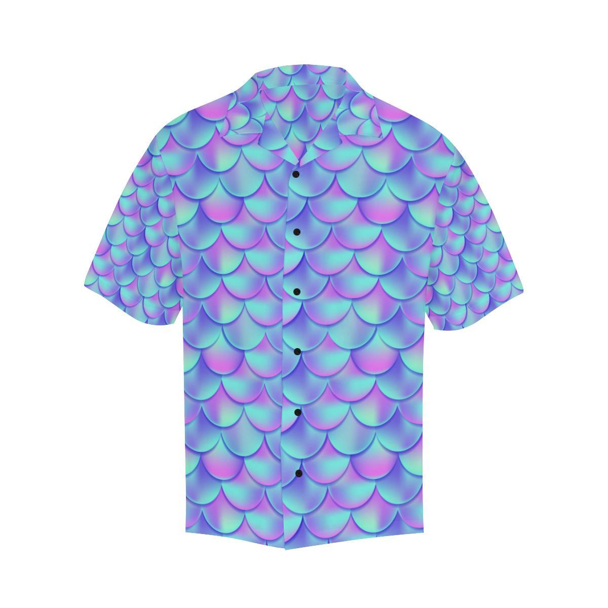Mermaid Tail Design Print Pattern Men Aloha Hawaiian Shirt