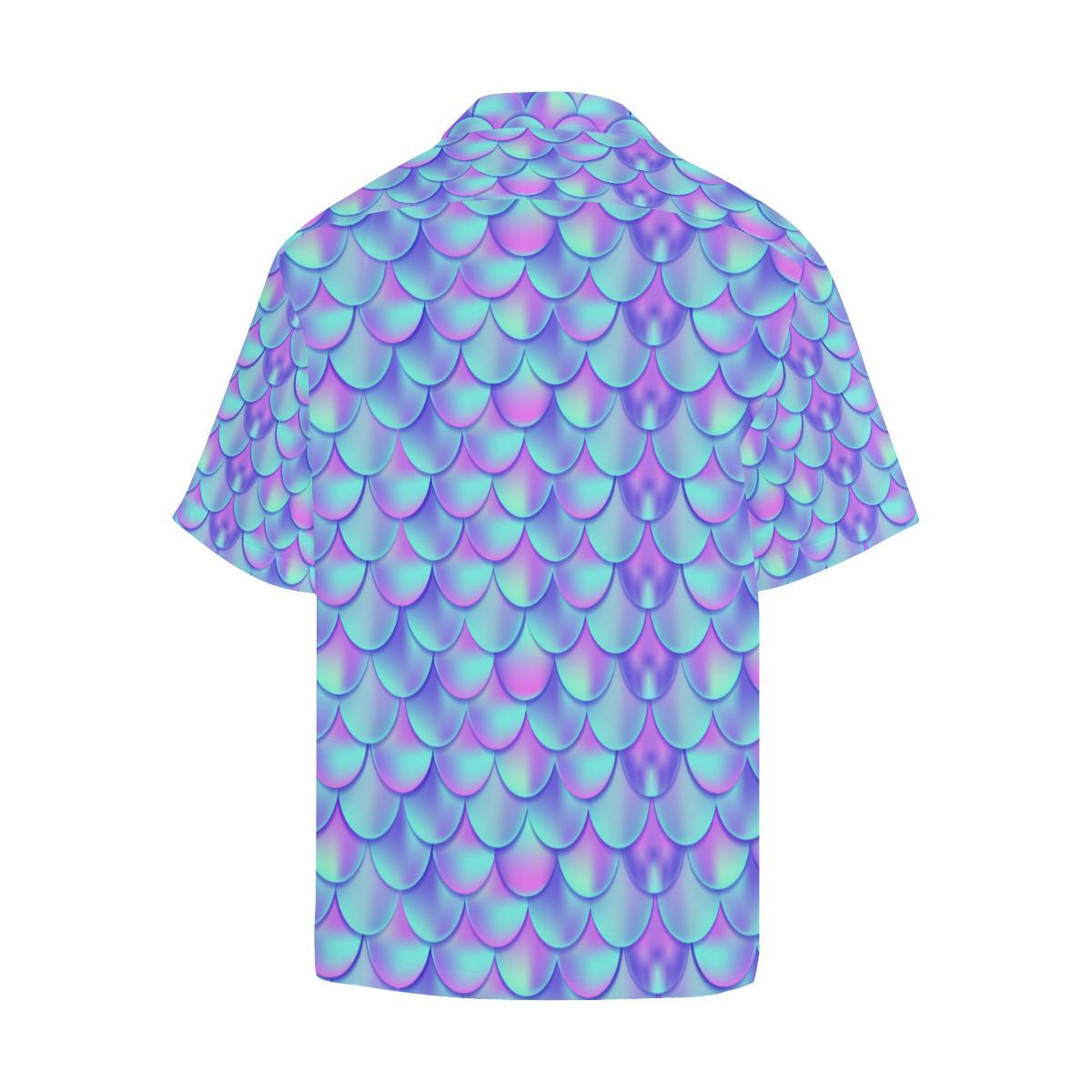 Mermaid Tail Design Print Pattern Men Aloha Hawaiian Shirt