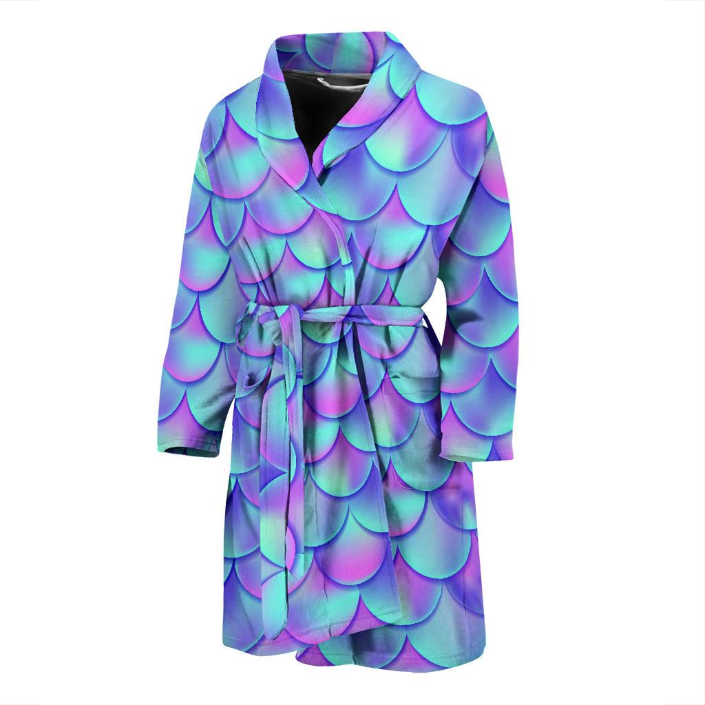 Mermaid Tail Design Print Pattern Men Bath Robe-JTAMIGO.COM