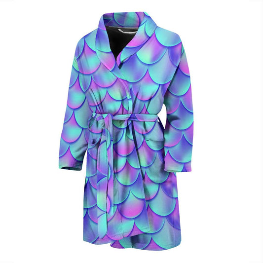 Mermaid Tail Design Print Pattern Men Bath Robe-JTAMIGO.COM