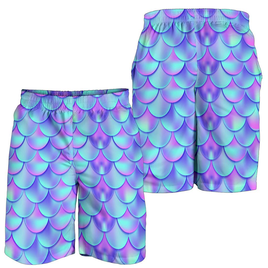 Mermaid Tail Design Print Pattern Mens Shorts-JTAMIGO.COM
