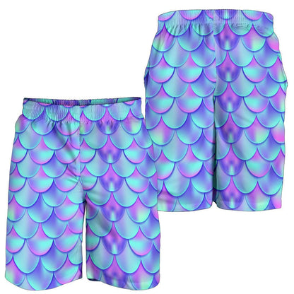 Mermaid Tail Design Print Pattern Mens Shorts-JTAMIGO.COM