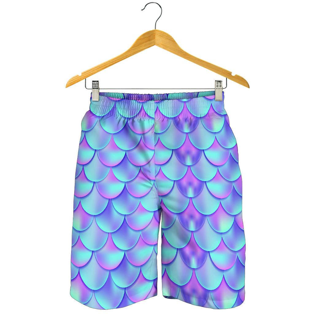 Mermaid Tail Design Print Pattern Mens Shorts-JTAMIGO.COM