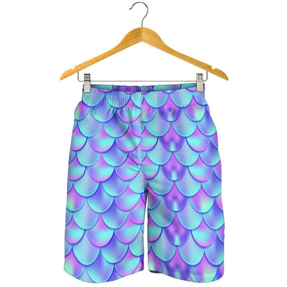 Mermaid Tail Design Print Pattern Mens Shorts-JTAMIGO.COM