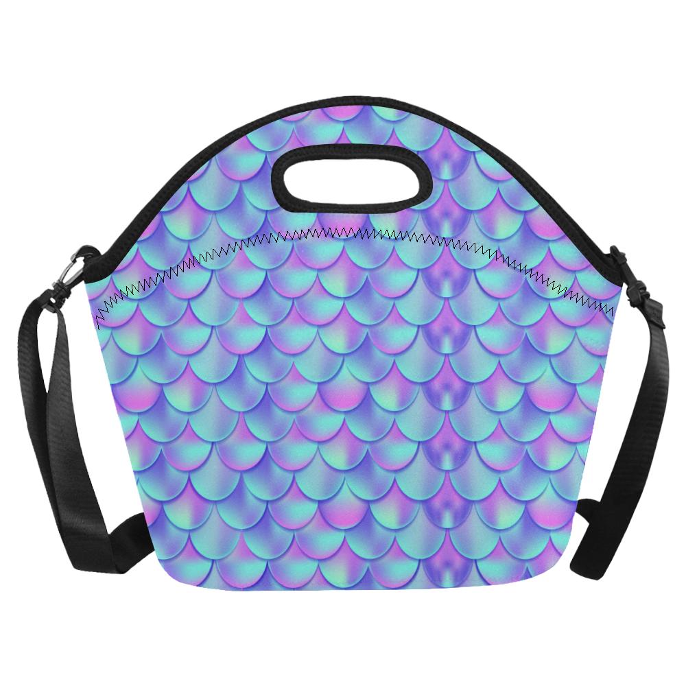 Mermaid Tail Design Print Pattern Neoprene Lunch Bag (Model 1669)(Large)-JTAMIGO.COM