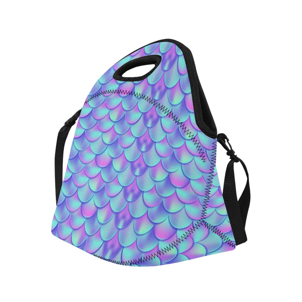 Mermaid Tail Design Print Pattern Neoprene Lunch Bag (Model 1669)(Large)-JTAMIGO.COM