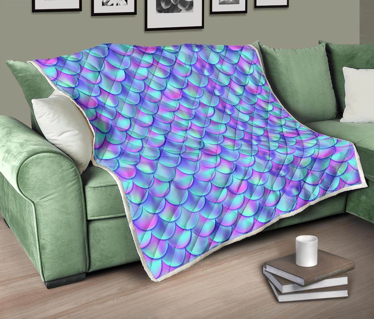 Mermaid Tail Design Print Pattern Premium Quilt-JTAMIGO.COM