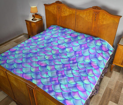 Mermaid Tail Design Print Pattern Premium Quilt-JTAMIGO.COM